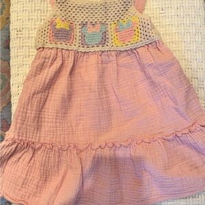Disney Light Pink Crochet Yoke Casual Dress